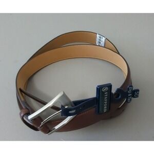 Stafford Belt‎ Big + Tall Belt Size 50 Brown NEW Square Slacks LEATHER Boardroom
